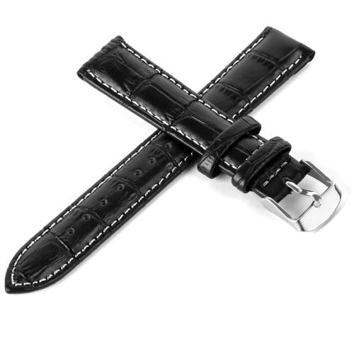 Pasek skórzany C6 - czarno-biały - 22 mm