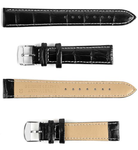 Pasek skórzany C6 - czarno-biały - 22 mm