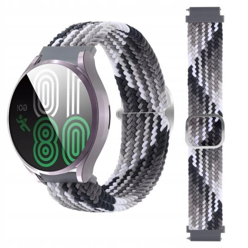 Pasek pleciony do zegarka 22mm czarno-biały