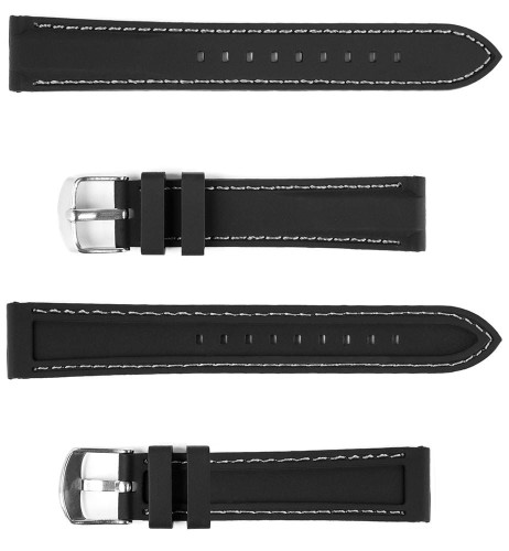 Pasek silikonowy Z02 - czarny - srebrna nić - 18 mm