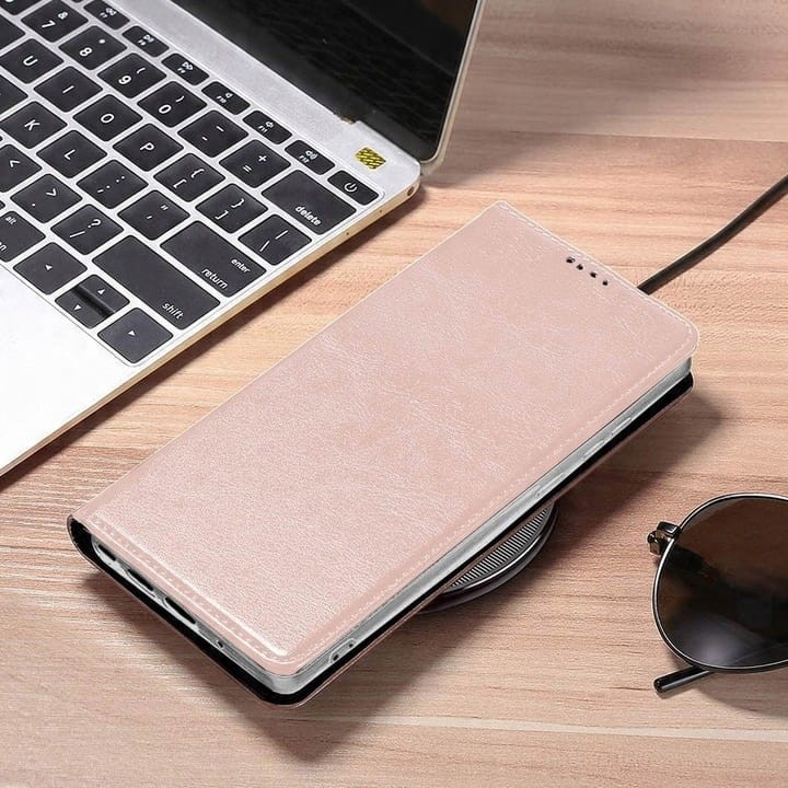 Etui z klapką Magnetic do Samsung A02s różowozłoty