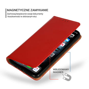 Etui Book Specjal do Samsung Galaxy S23 Plus czerwony ze skórki
