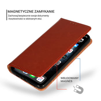 Etui Book Specjal do Samsung Galaxy S23 Plus brązowy ze skórki